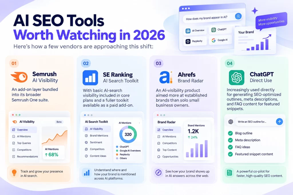 AI SEO tools for small business tracking visibility in ChatGPT and Google AI Overviews