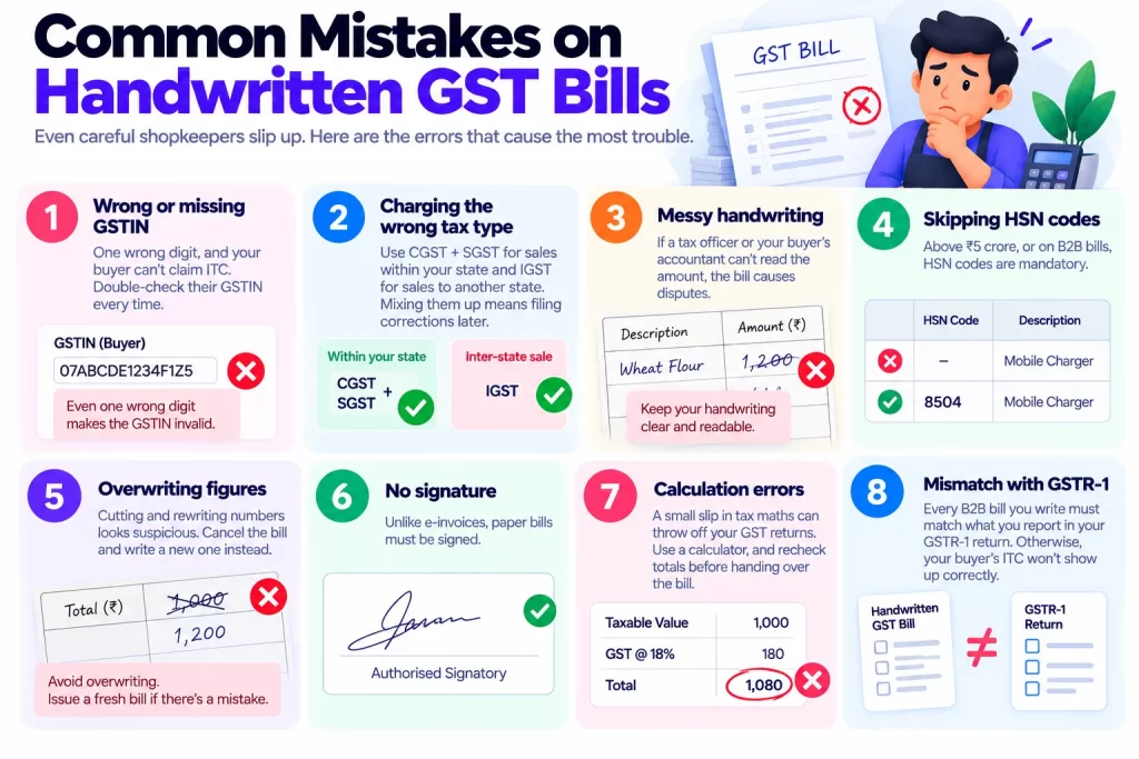 Common Mistakes on Handwritten GST Bills
