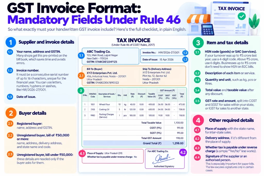 GST Invoice Format Mandatory Fields Under Rule 46