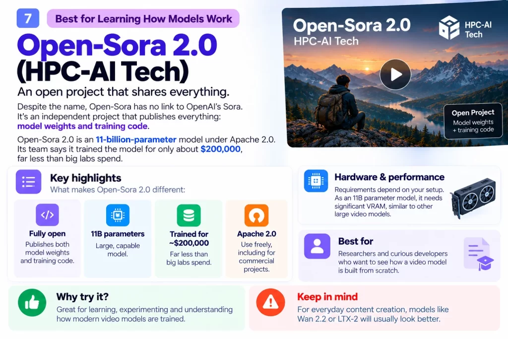 Open-Sora 2.0 (HPC-AI Tech): Best for Learning How Models Work