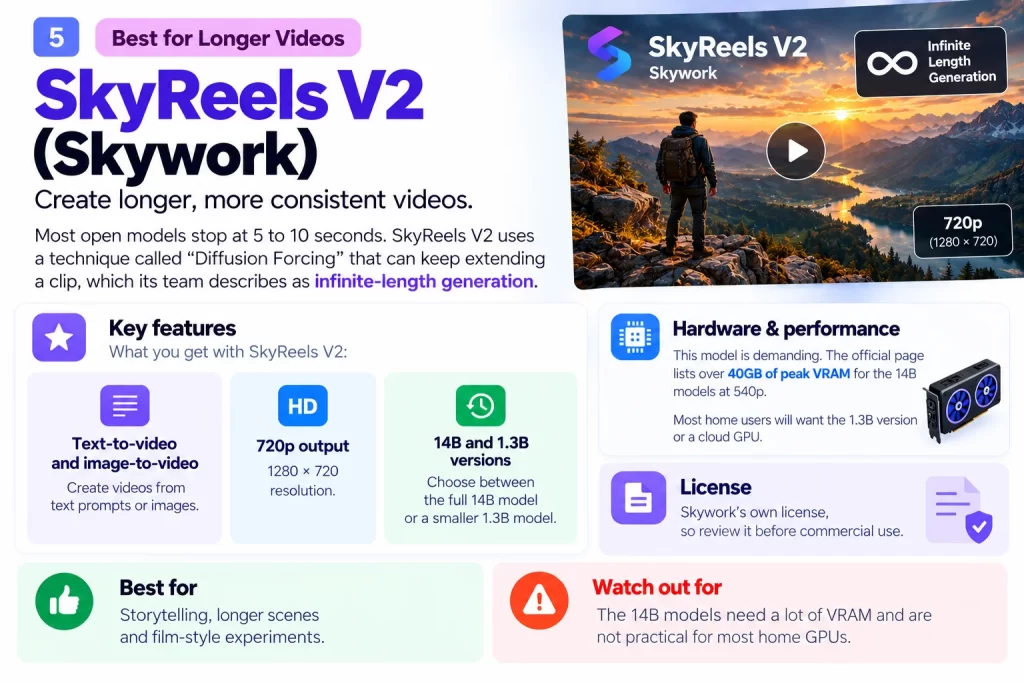 SkyReels V2 (Skywork) Best for Longer Videos